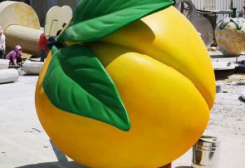 廣場桃子雕塑廠家 創意小品 彩繪桃子雕塑廠