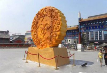 大型月餅雕塑廠家 彩繪小品 抽象月餅雕塑加工
