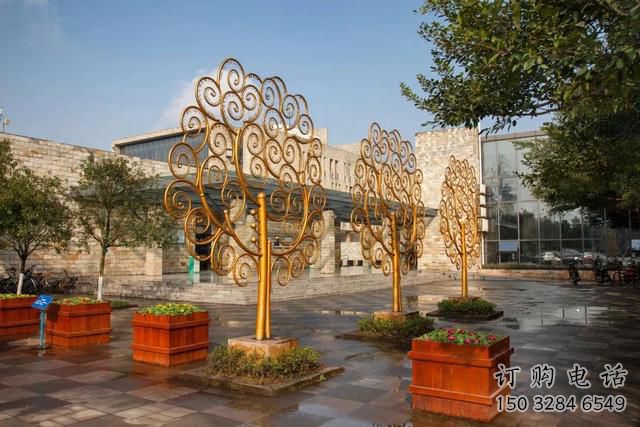 鏤空搖錢樹雕塑廠家 園林小品 創(chuàng)意不銹鋼搖錢樹雕塑廠