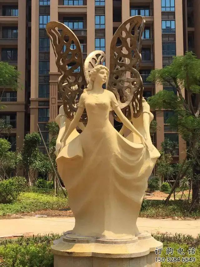 仿古天使雕塑廠家 草地小品 房地產不銹鋼天使雕塑廠
