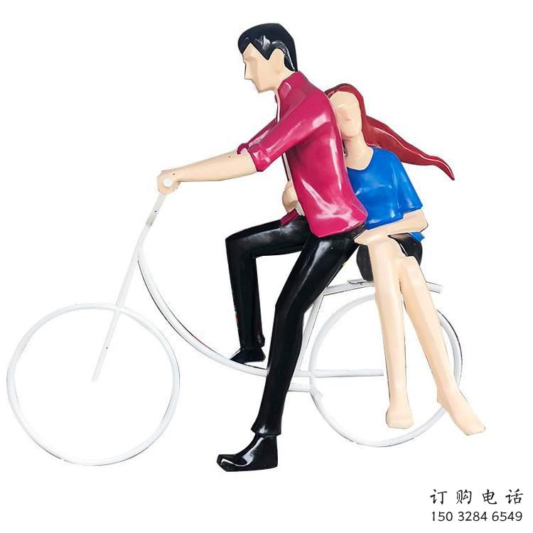 現代騎車人雕塑廠家 大型別墅區擺件 不銹鋼騎車人雕塑廠