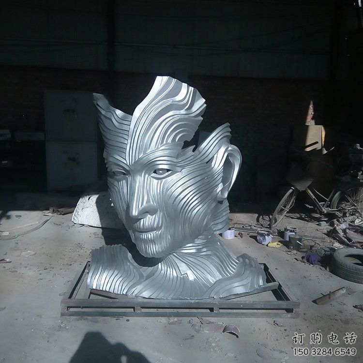 異形人頭雕塑廠家 現代公園小品  創意不銹鋼人頭雕塑廠