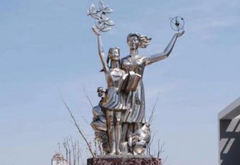 戶(hù)外小學(xué)生雕塑廠家 鏡面校園廣場(chǎng)小品