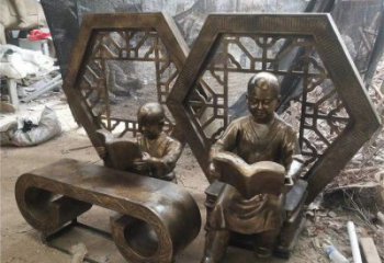 街頭讀書雕塑廠家 大型別墅區擺件  仿古讀書雕塑廠