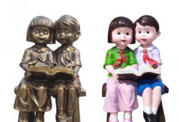 街道讀書雕塑廠家 現代擺件  彩繪讀書雕塑廠