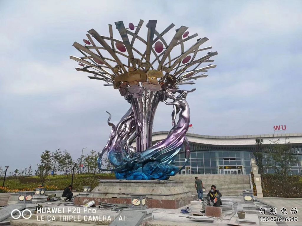 現(xiàn)代仙女雕塑廠家 大型別墅區(qū)擺件   廣場不銹鋼仙女雕塑價格