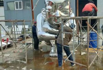 街頭嬰兒雕塑廠家 大型別墅區擺件  抽象不銹鋼嬰兒雕塑廠