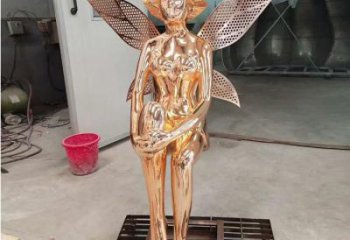 鍍金精靈雕塑廠家  公園擺件  戶外不銹鋼精靈雕塑定做