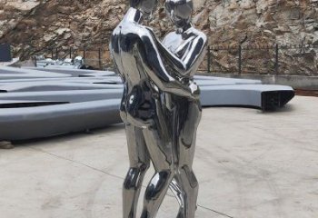 廣場戀人雕塑廠家  現代創意小品  鏡面不銹鋼戀人雕塑廠