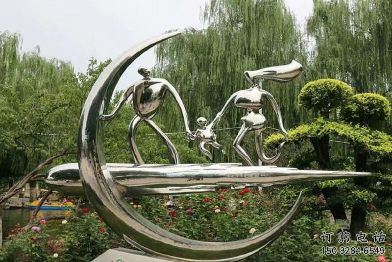 鏡面計生雕塑廠家 大型擺件 現代不銹鋼計生雕塑生產