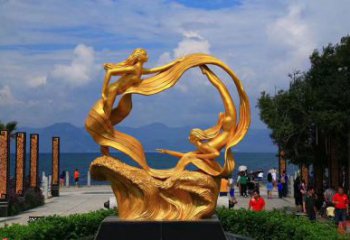 園林美人魚(yú)雕塑廠家  烤漆小品 中式不銹鋼美人魚(yú)雕塑廠