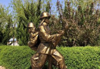 廣場消防員雕塑廠家 烤漆小品 戶外消防員雕塑廠