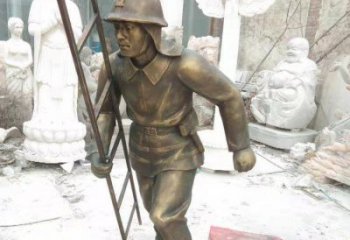烤漆消防員雕塑廠家 創意小品 戶外消防員雕塑工廠