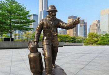 現代消防員雕塑廠家 大型小品擺件 博物館消防員雕塑廠