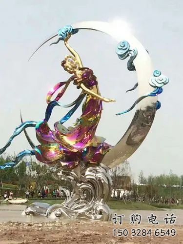 抽象嫦娥奔月雕塑廠家  創(chuàng)意小品 大型嫦娥奔月雕塑定制