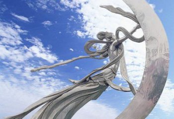 戶外嫦娥奔月雕塑廠家 噴漆小品  現代嫦娥奔月雕塑廠