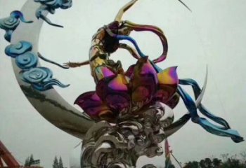電鍍嫦娥奔月雕塑廠家 園林擺件 創意嫦娥奔月雕塑工廠