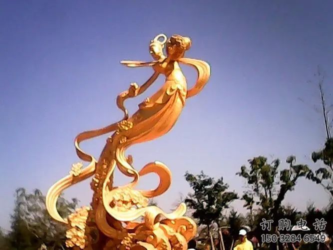 中式天女散花雕塑廠家  創(chuàng)意小品 游樂(lè)場(chǎng)天女散花雕塑廠
