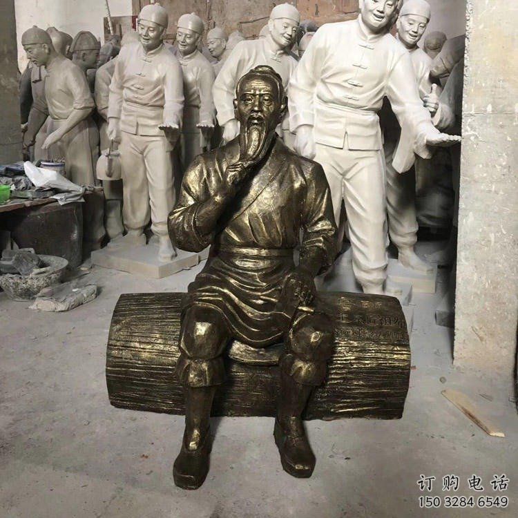噴漆魯班雕塑廠家 中式小品  戶外仿古魯班雕塑實景圖
