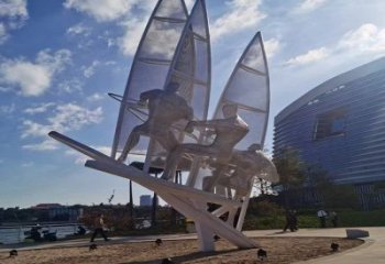 抽象沖浪雕塑廠家  公園廣場小品  鏤空不銹鋼沖浪雕塑廠