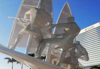 歐式?jīng)_浪雕塑廠家 抽象擺件 體育場不銹鋼沖浪雕塑廠