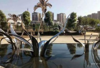 歐式玉蘭花雕塑廠家 抽象擺件  鏡面不銹鋼玉蘭花雕塑廠