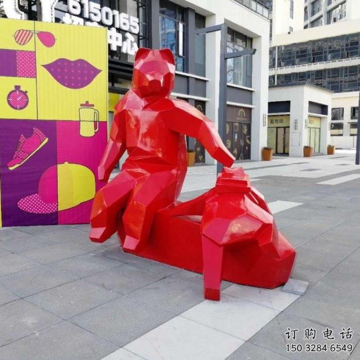 烤漆北極熊雕塑廠家 廣場小品  現代北極熊雕塑擺件