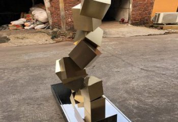 幾何體鏡面雕塑 醫(yī)院公園不銹鋼抽象雕塑制作