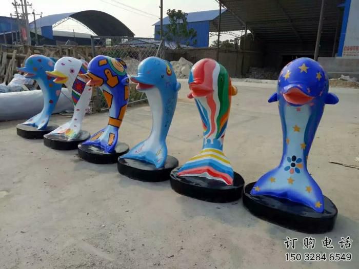 承接仿古海豚雕塑 庭院彩繪雕塑 田間小品