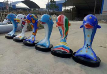 承接仿古海豚雕塑 庭院彩繪雕塑 田間小品