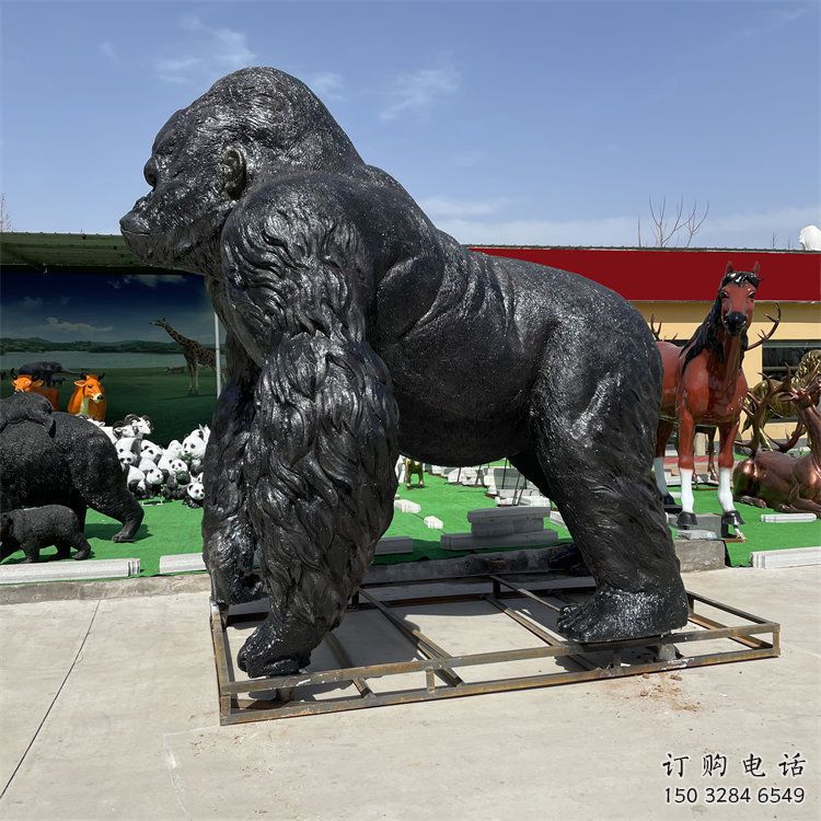 山西庭院猩猩雕塑，動(dòng)物小品，烤漆仿古工藝