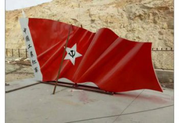 指用景區紅旗雕塑，戶外革命雕塑，鐵藝材質