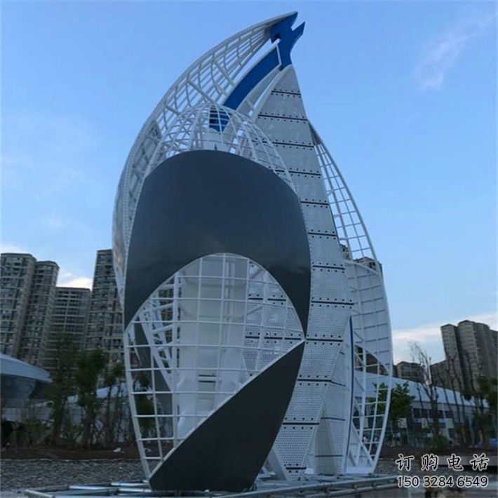 廣場帆船雕塑生產商，抽象水景雕塑，抽象效果