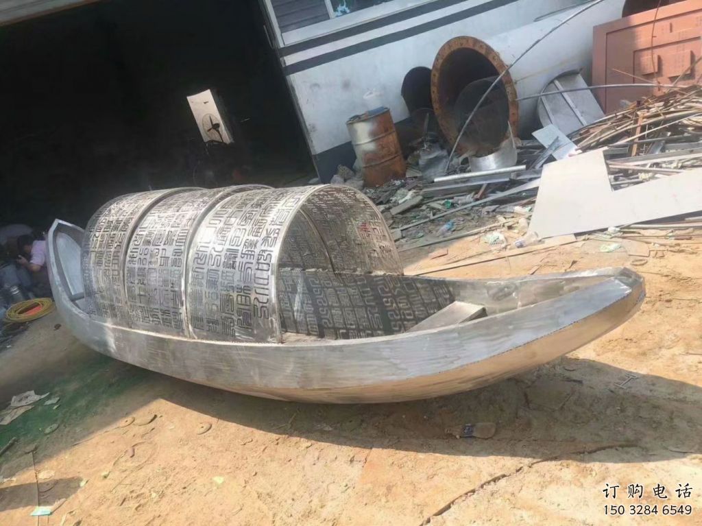 室內(nèi)景觀雕塑加工廠，拉絲帆船雕塑，抽象效果