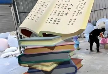 書雕塑廠家，重疊造型結(jié)構(gòu)，公園戶外不銹鋼雕塑 (5)