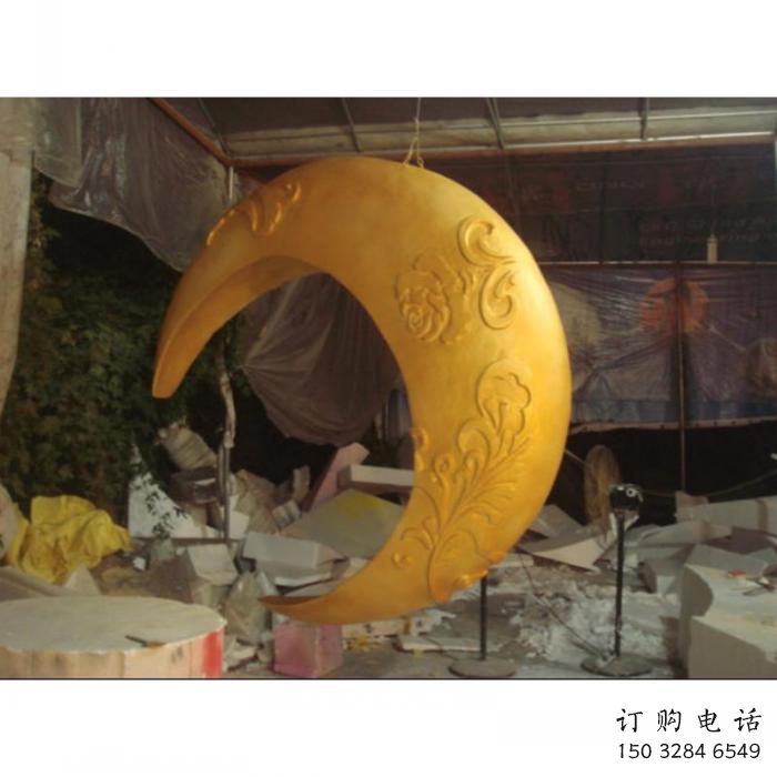 景區(qū)月亮雕塑加工廠家，鍍金歐式雕塑，鐵藝材質(zhì)