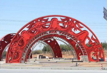 拱門(mén)雕塑生產(chǎn)，鏤空烤漆工藝，不銹鋼拱門(mén)雕塑廠家