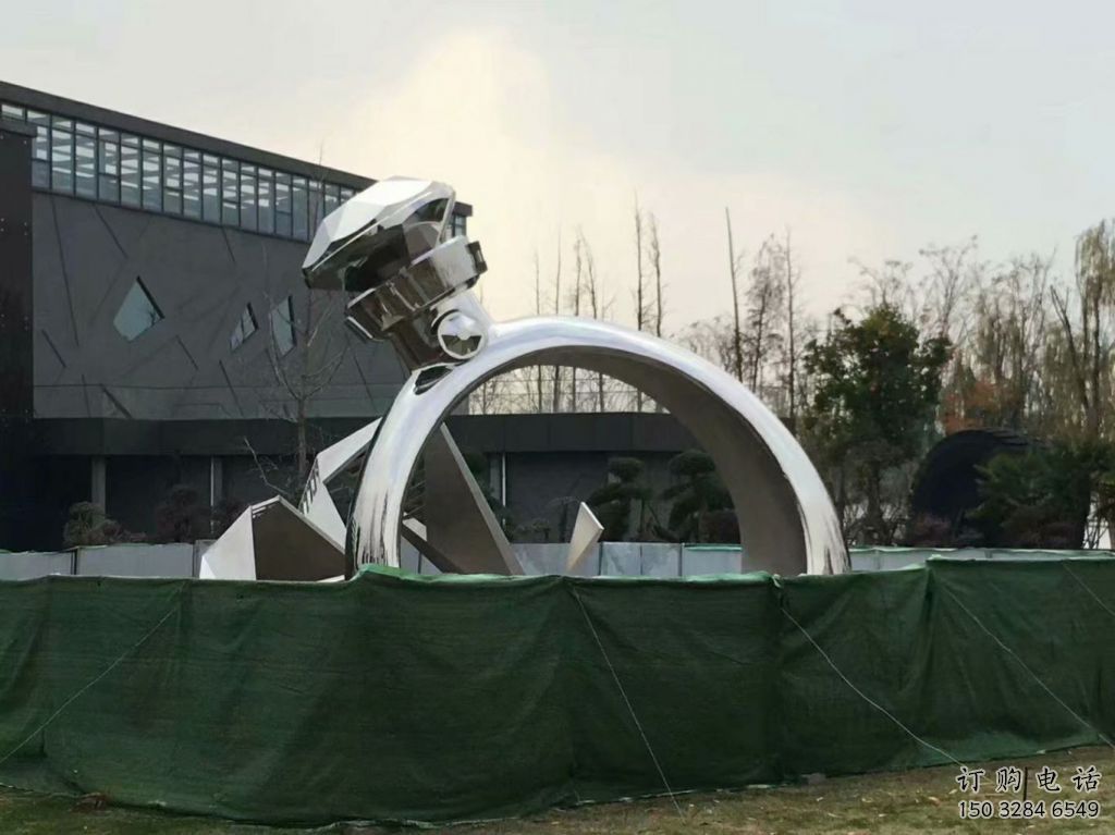 選定噴漆指環雕塑 中式村口標識雕塑 草地戒指環雕塑廠家