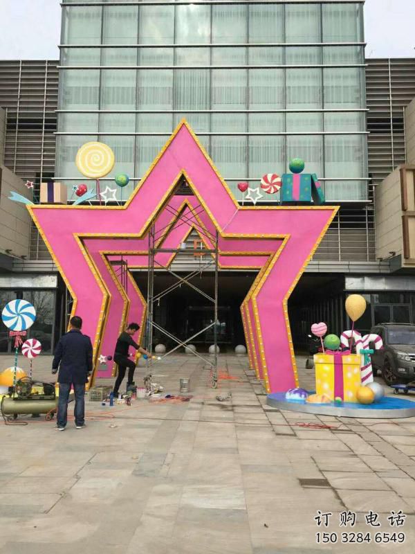 五角星門套雕塑，美陳藝術概念，不銹鋼大門雕塑展示