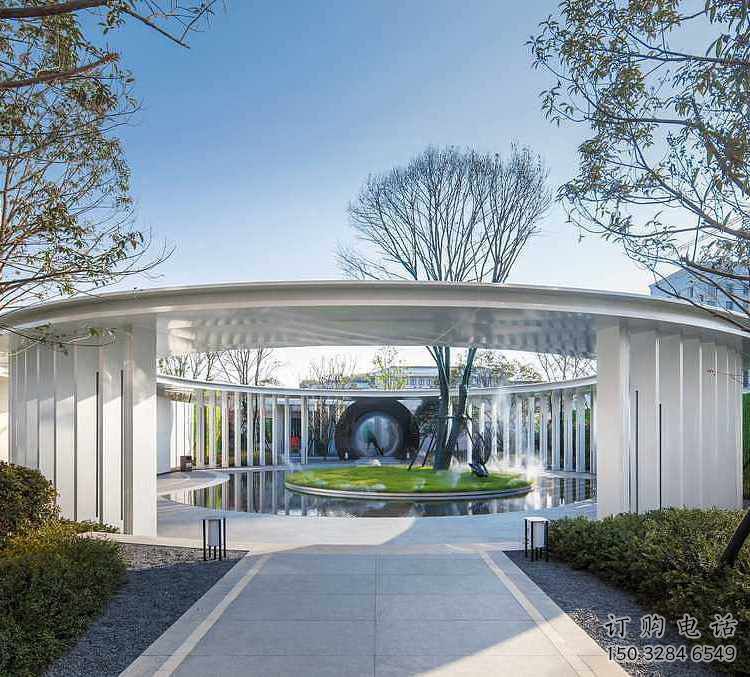 藝術(shù)型廊架雕塑，不銹鋼長(zhǎng)廊雕塑