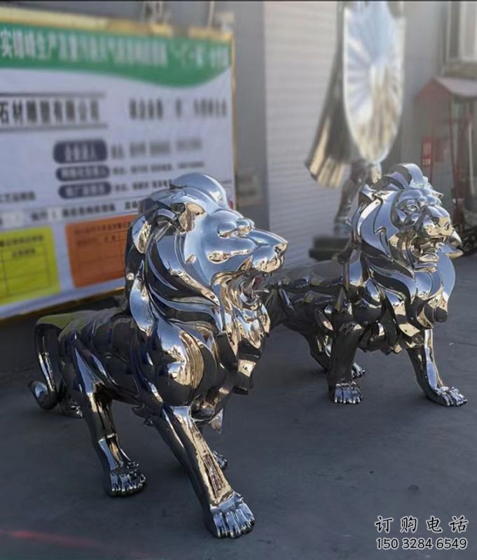 雕塑獅子景觀制造，街景小品，不銹鋼獅子雕塑優價