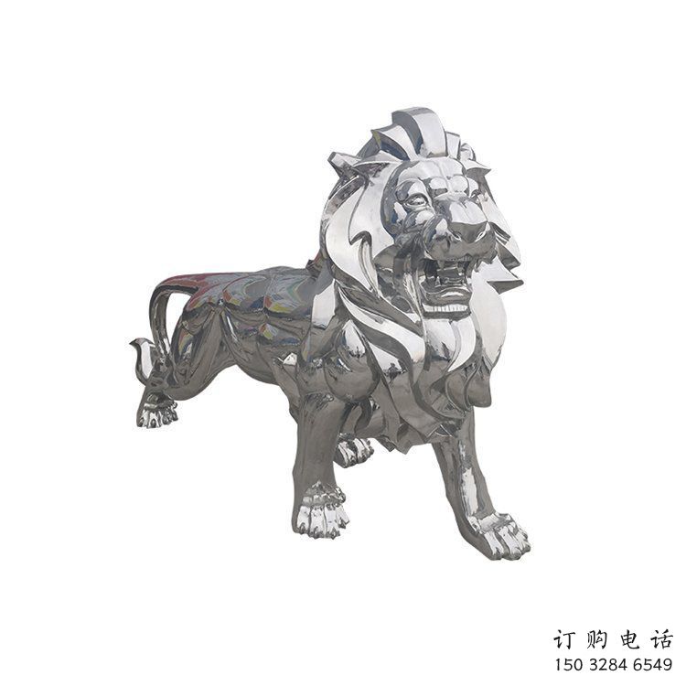 鏡面獅子雕塑生產(chǎn)，景區(qū)案例，不銹鋼拋光獅子雕塑優(yōu)選