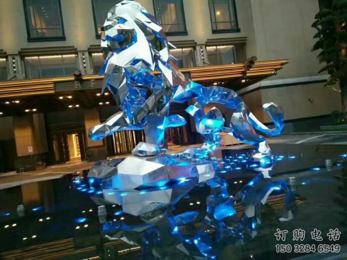 切面獅子雕塑通用，街景小品，不銹鋼獅子雕塑制造