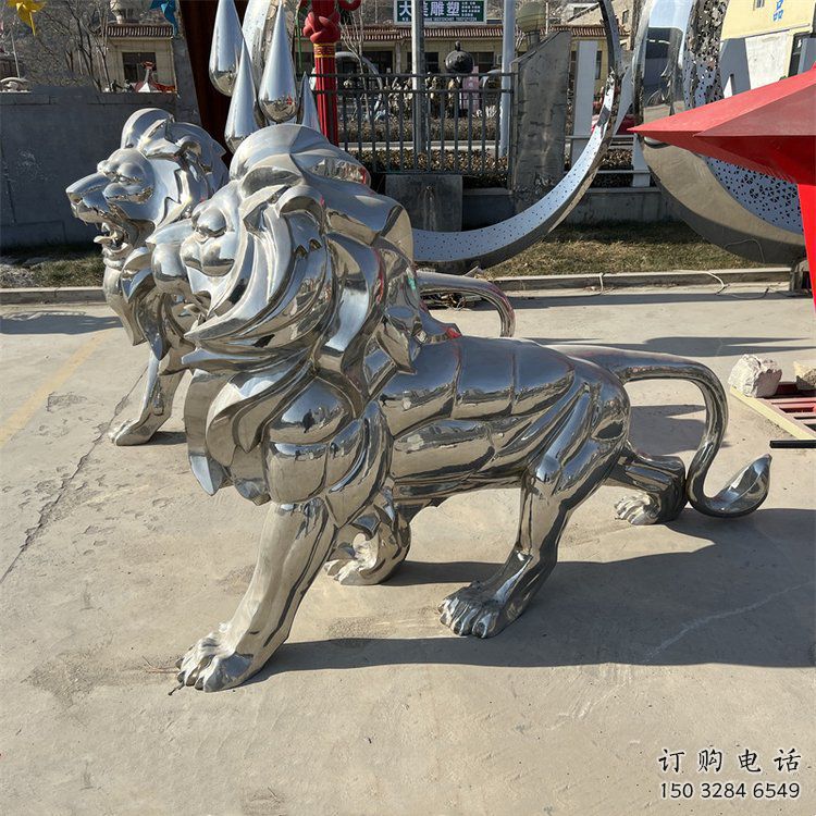 獅子雕塑工廠，鏡面拋光藝術，不銹鋼獅子雕塑供應