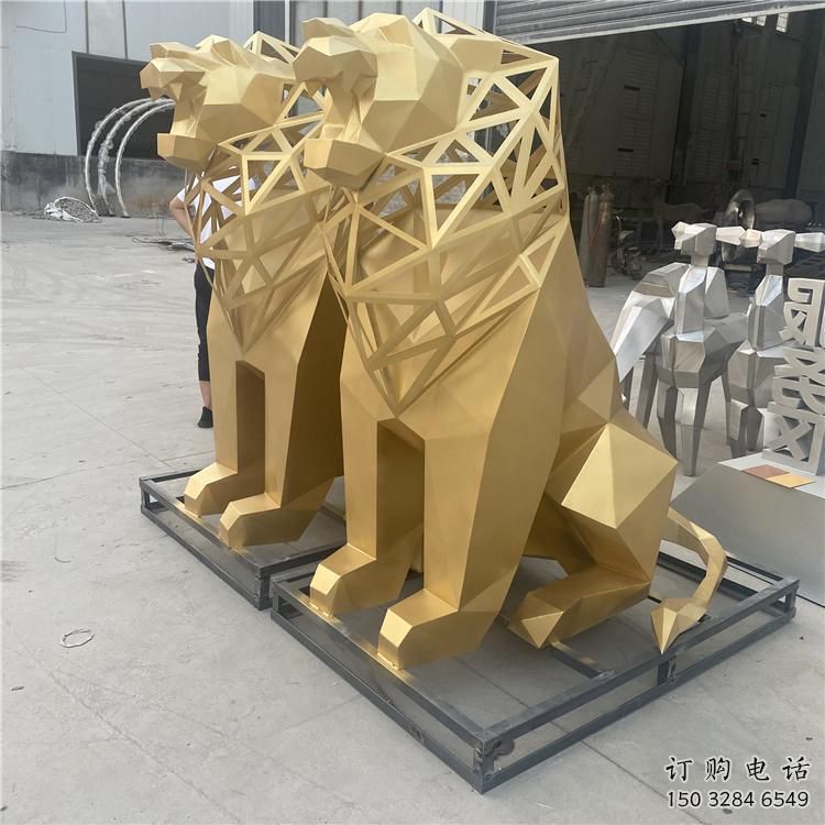 廣場獅子雕塑批發(fā)，動物系列，不銹鋼獅子雕塑制作