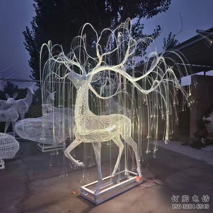 景觀梅花鹿雕塑工程，公園雕塑，燈光梅花鹿雕塑供求