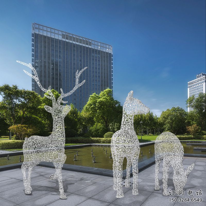 梅花鹿雕塑常用，景觀概念，鏤空梅花鹿雕塑展品