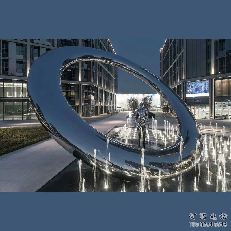 操場(chǎng)圓環(huán)雕塑，鏤空景觀雕塑，噴砂制造