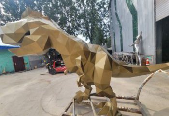 景觀恐龍雕塑供應，公園雕塑，金屬幾何恐龍雕塑制作