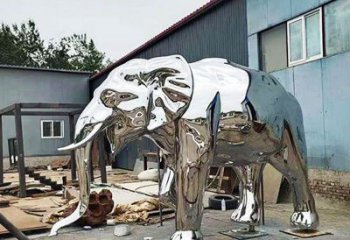 大型大象雕塑制作，動物小品，鏡面大象雕塑提供